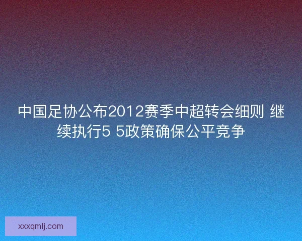 中国足协公布2012赛季中超转会细则 继续执行5 5政策确保公平竞争