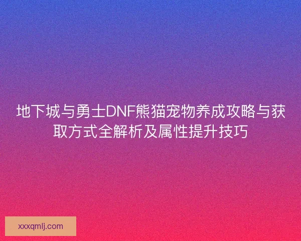 地下城与勇士DNF熊猫宠物养成攻略与获取方式全解析及属性提升技巧